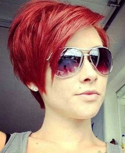 Red Pixie Haircut and Color