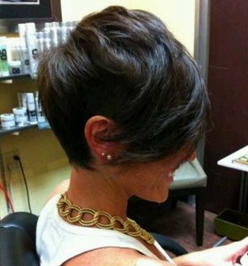 Dark Pixie Haircut with Long Sides